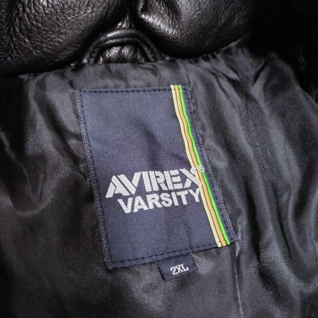 【値下げ交渉歓迎】 アヴィレックス AVIREX レザーダウンジャケット 2XL