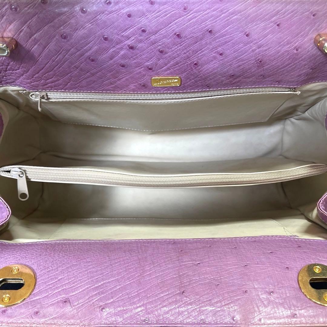 専用品HAMANO 濱野皮革工藝 オーストリッチ ダスティピンク ハンドバッグ