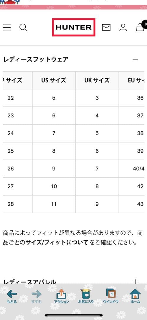 HUNTER ブラック サイドゴア ショートブーツ　24cm