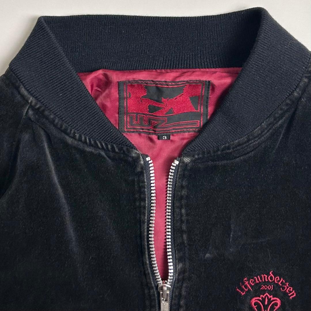 【希少】ルースライフアンダーゼン/ベロアスカジャン/バッククロス刺繍/ブラック