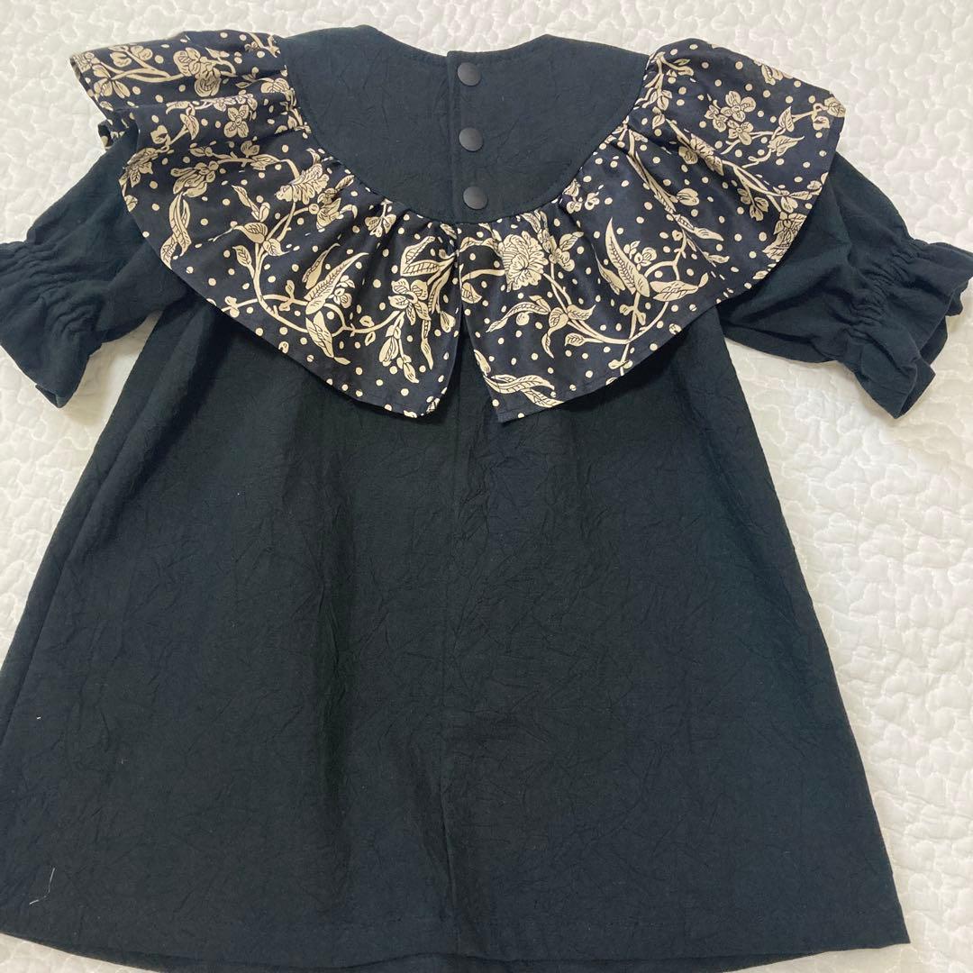 ピンパネールのパープル　セーラーカラー　ワンピース　ハンドメイド