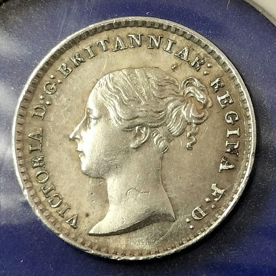 美品❗️イギリス1ペニー銀貨（マウンディ銀貨）1862年※ダブルストライクエラー