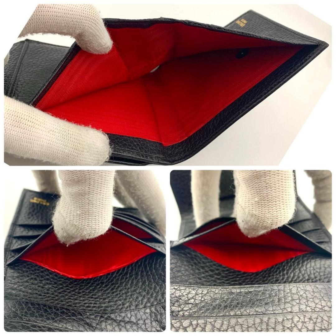 鑑定済み セリーヌ 三つ折り 財布 トリオンフ コンパクト ミニ レザー 革 黒