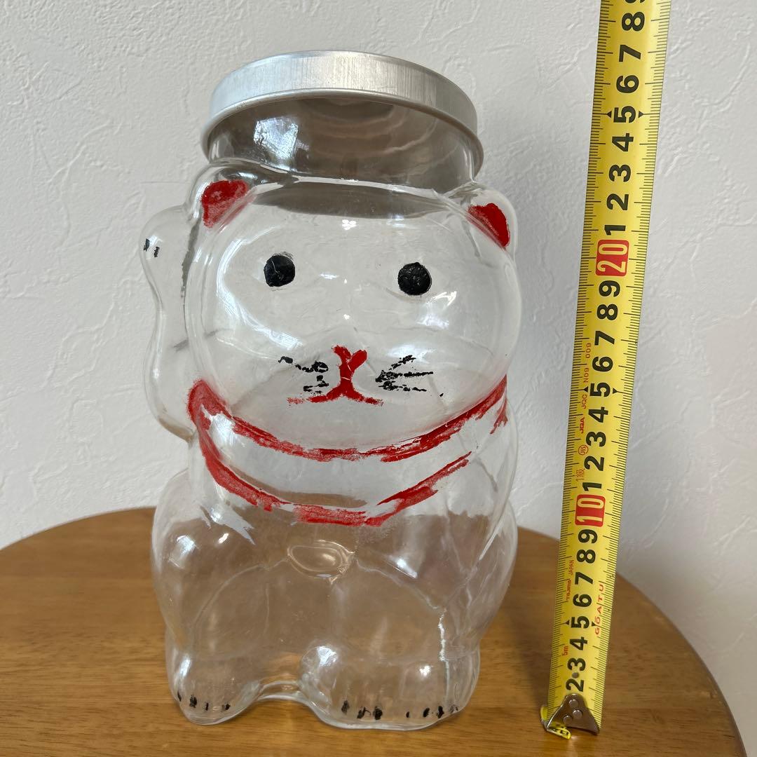 ガラス招き猫　菓子瓶　昭和レトロ 状態良品