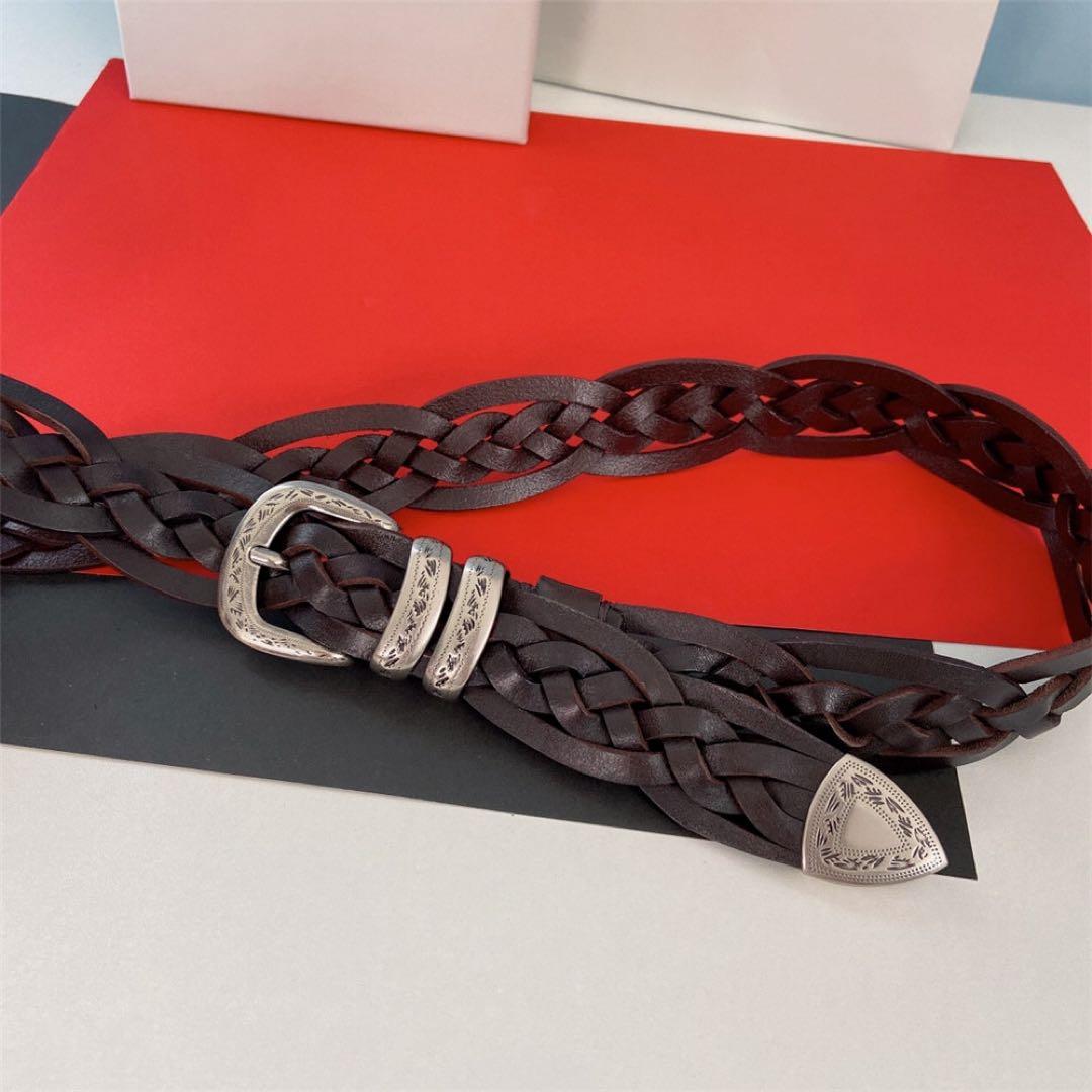 k*n様 BRUNELLO CUCINELLI レザーベルト 編み上げ ブラウン