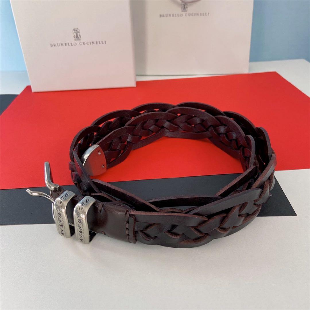 k*n様 BRUNELLO CUCINELLI レザーベルト 編み上げ ブラウン