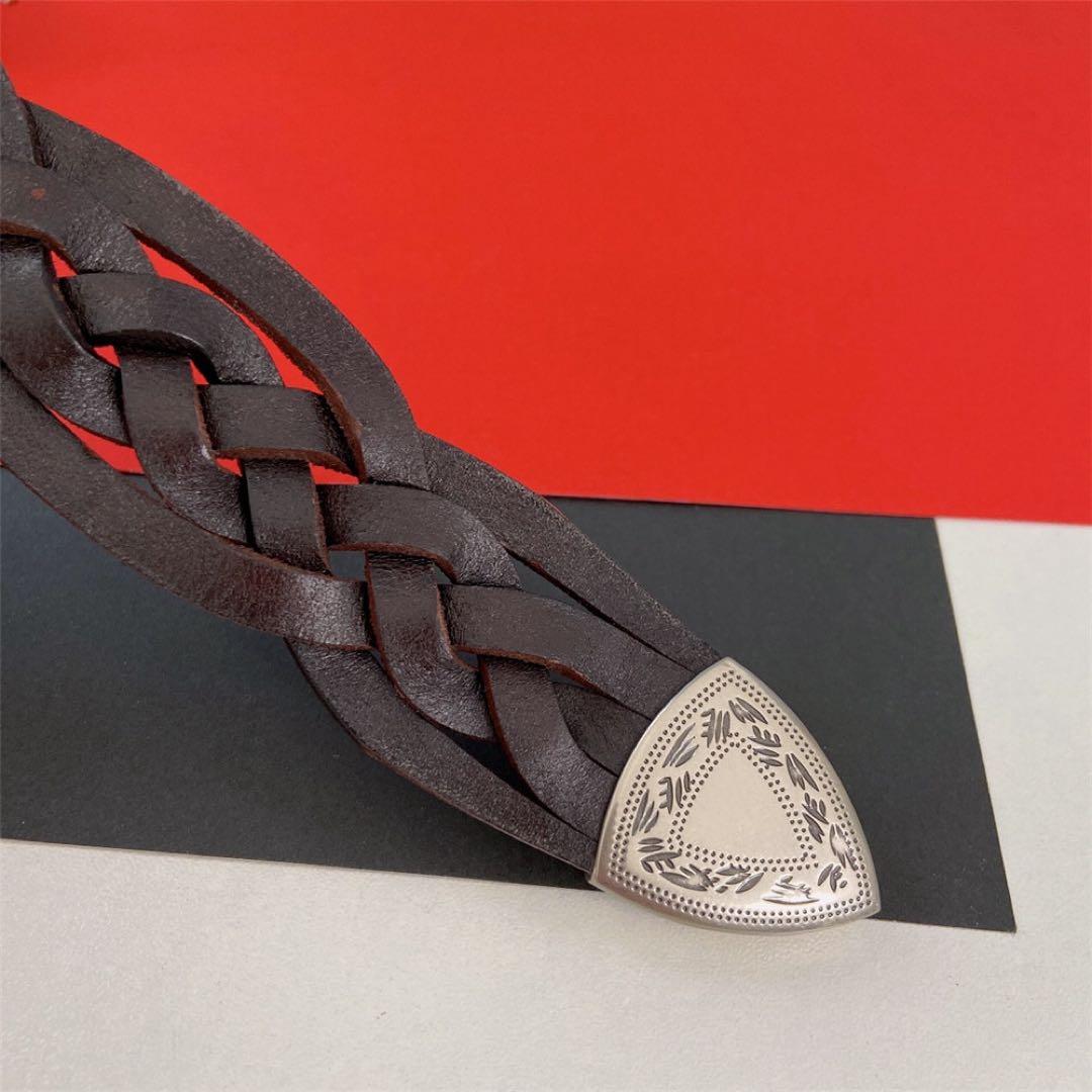 k*n様 BRUNELLO CUCINELLI レザーベルト 編み上げ ブラウン