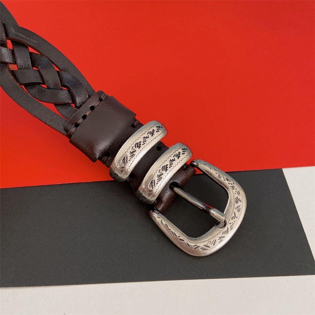 k*n様 BRUNELLO CUCINELLI レザーベルト 編み上げ ブラウン