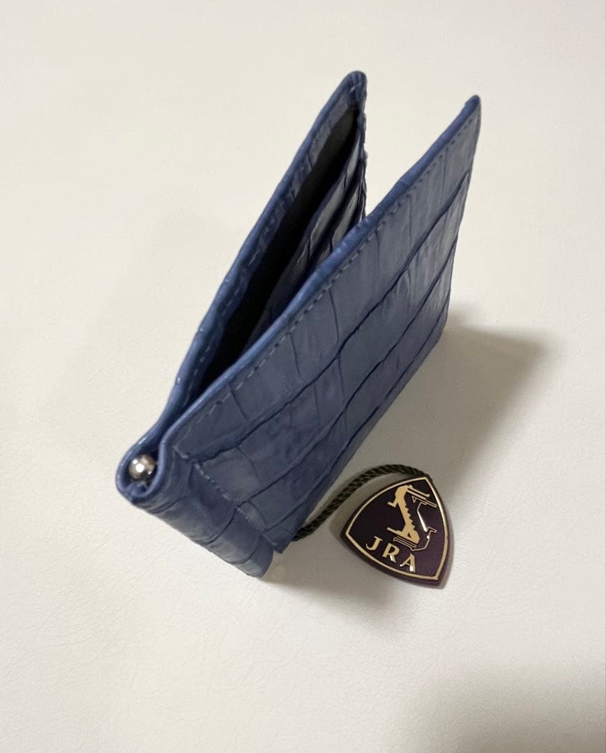 藍染 クロコダイル マネークリップ 藍　JRAマーク付