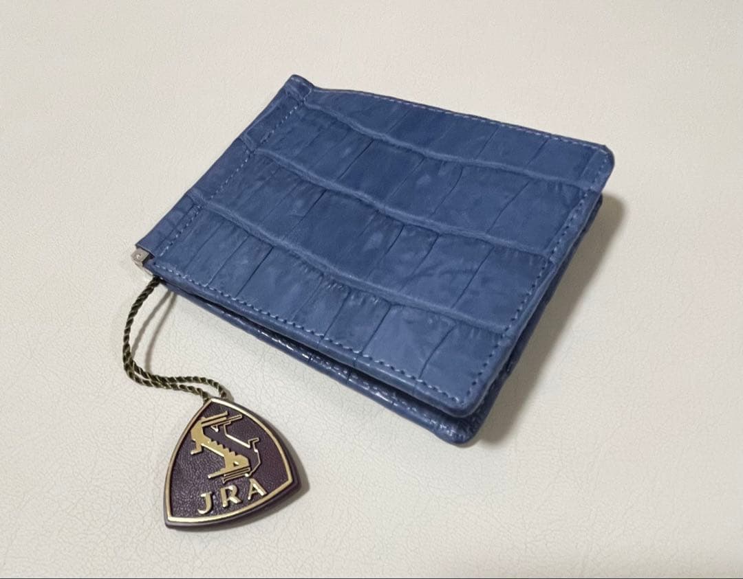 藍染 クロコダイル マネークリップ 藍　JRAマーク付