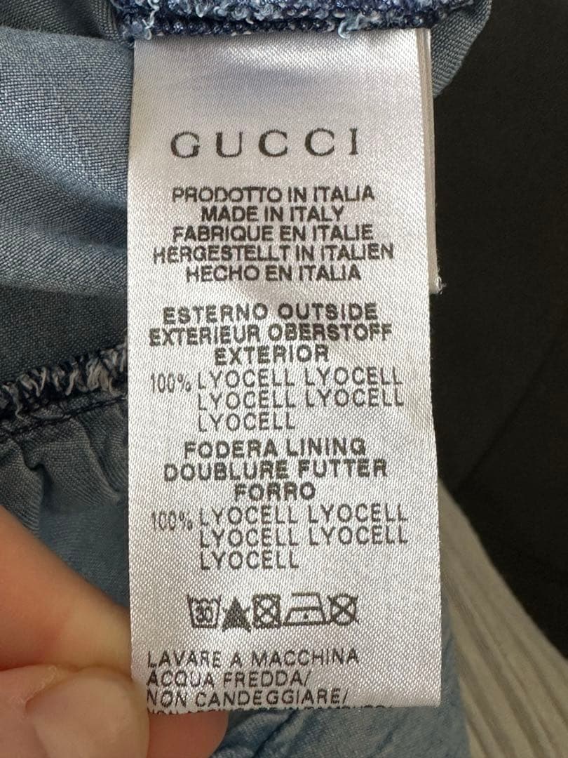 最終値下げgucci kids フリル　ティアード　デニム　ドレス 24m