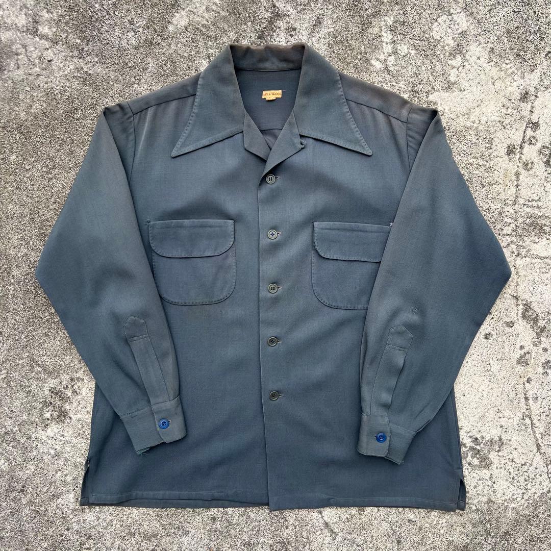 トップス 40s Black Wool Loop Color Shirt