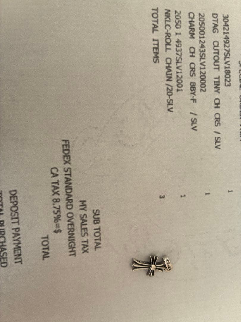 クロムハーツ ベビーファット paveダイヤ チャーム ネックレス