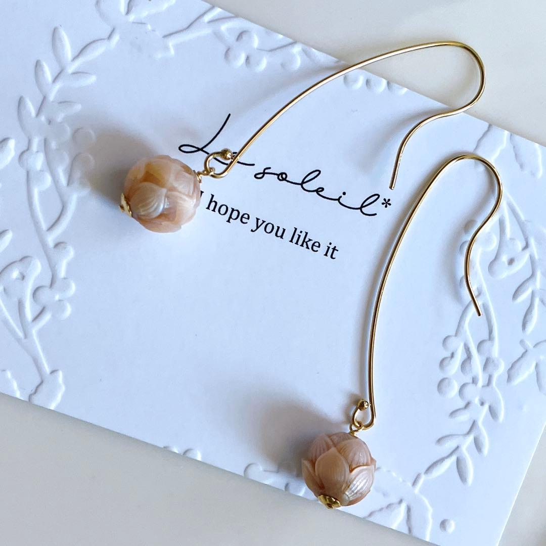 希少✧白蝶真珠ピアス✧蓮