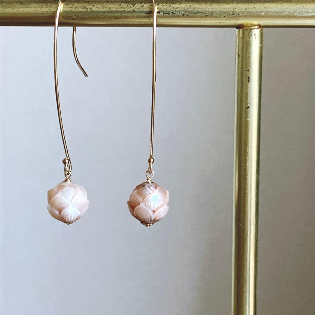 希少✧白蝶真珠ピアス✧蓮