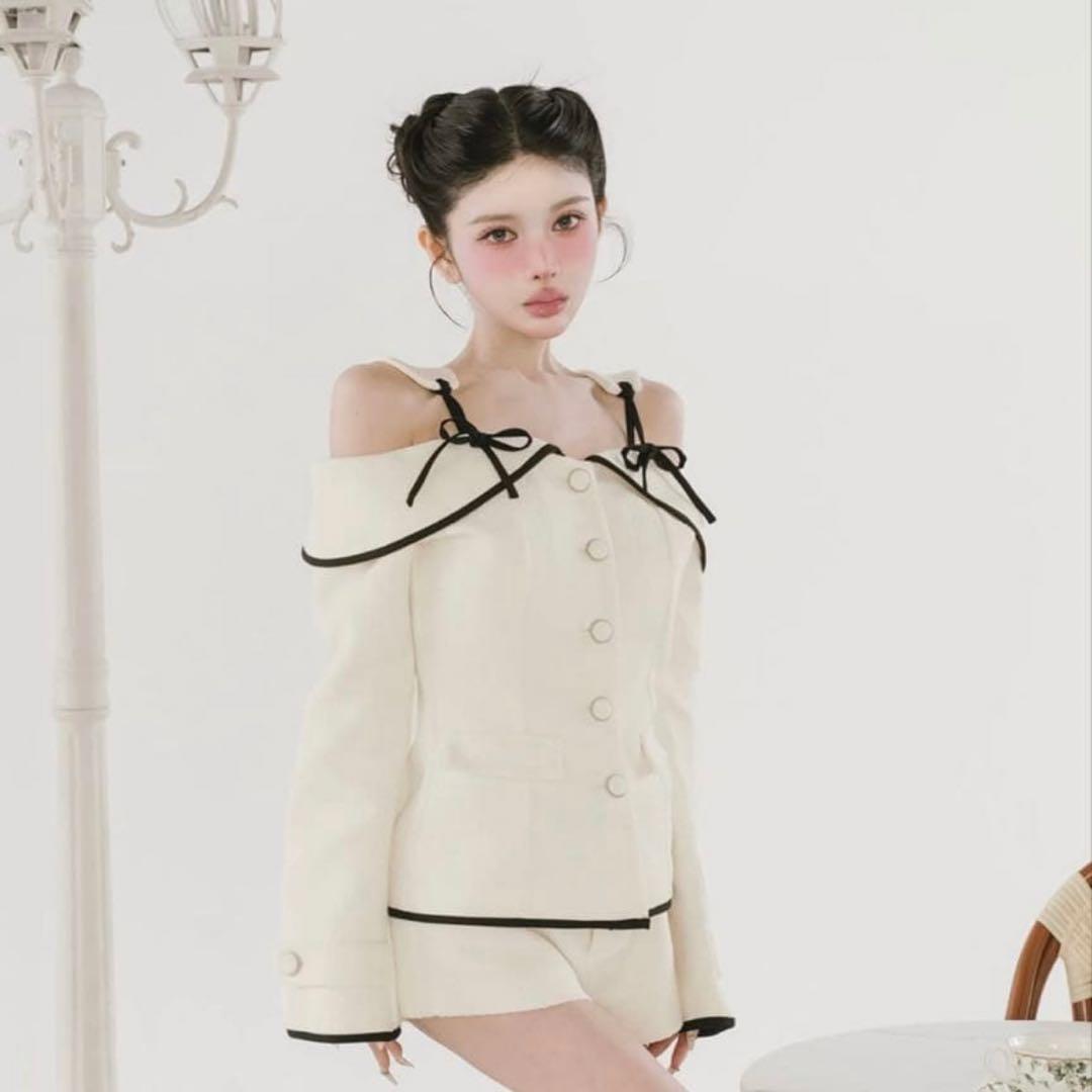 Darich ボンディングツイードオフショルチュニック