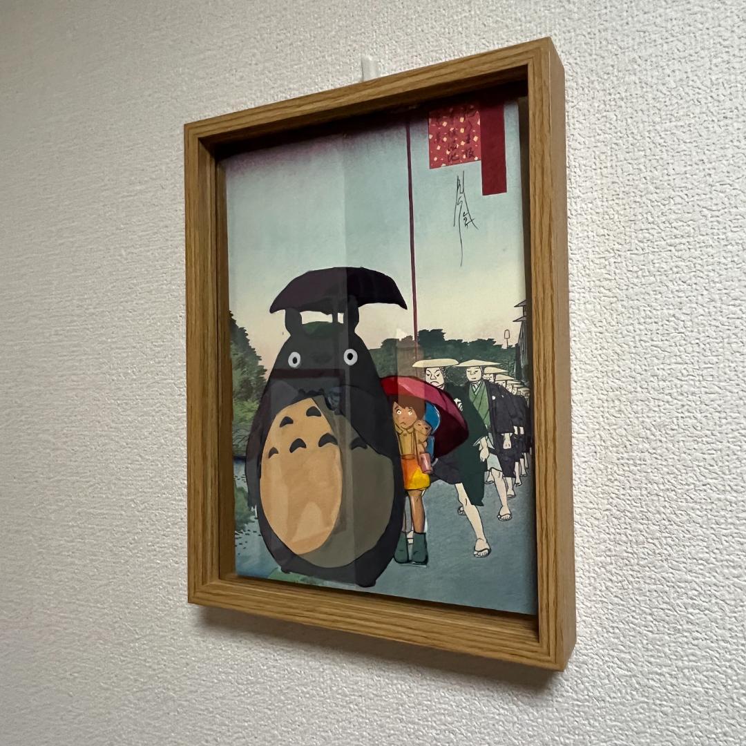 トトロ 手描きアート 木製フレーム付き
