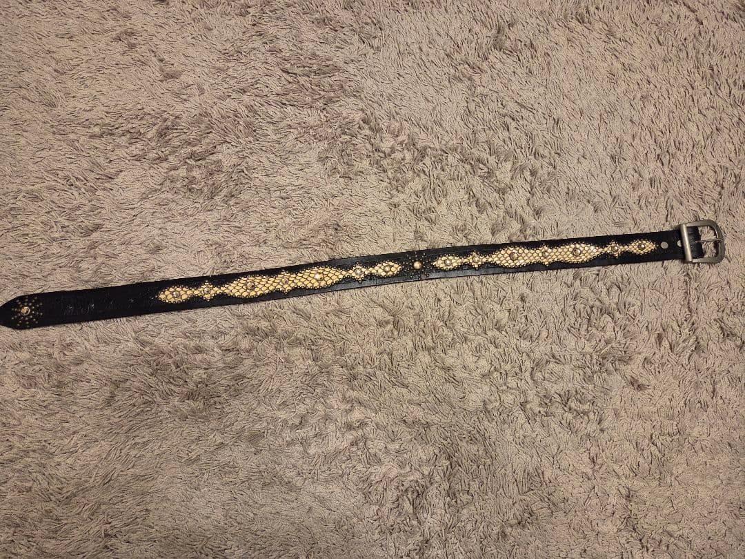 週末お値下げ！本革ヘビ革　スタッズベルト　レザー　ピーナッツ　アメカジ　HTC風