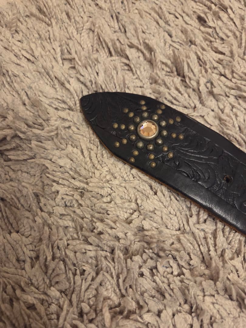 週末お値下げ！本革ヘビ革　スタッズベルト　レザー　ピーナッツ　アメカジ　HTC風