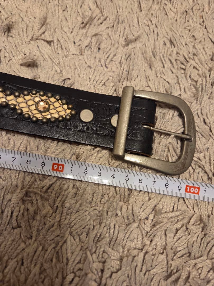 週末お値下げ！本革ヘビ革　スタッズベルト　レザー　ピーナッツ　アメカジ　HTC風