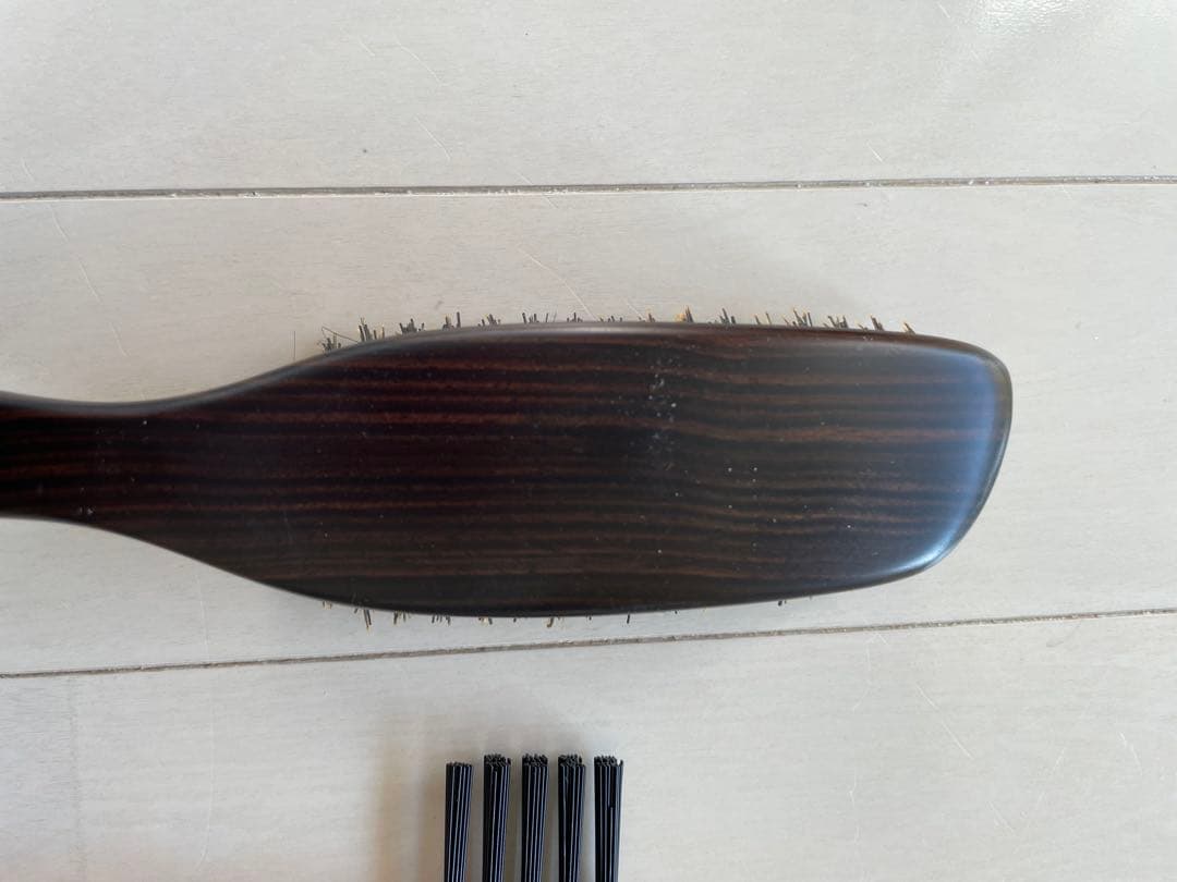 老舗江戸屋　ヘアーブラシ 6行植え S型 猪毛、クリーナーセット