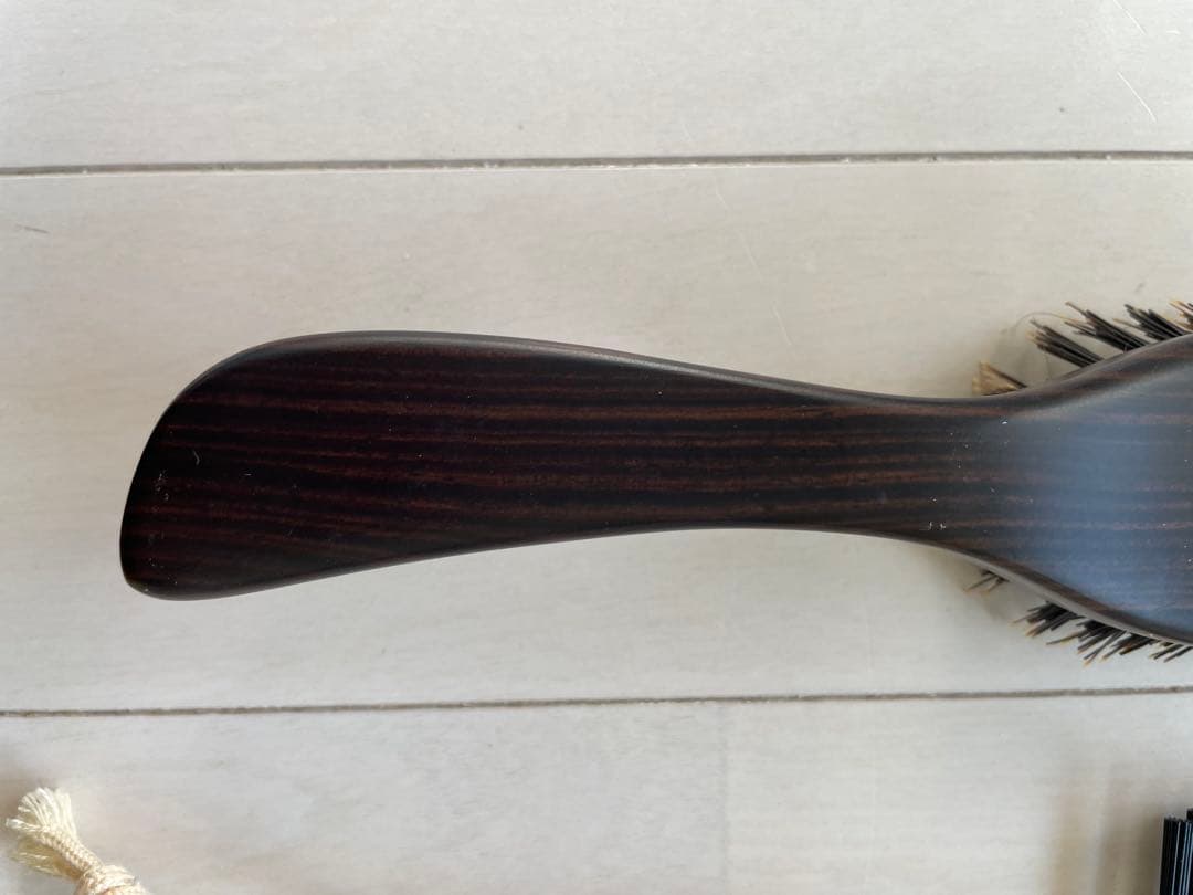 老舗江戸屋　ヘアーブラシ 6行植え S型 猪毛、クリーナーセット