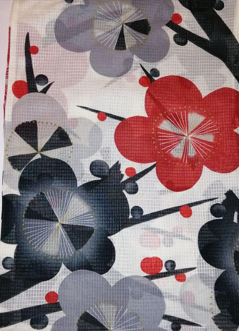 わん★ 芸艸堂 UNSODO ブランド浴衣.生成り地.梅柄.黒灰.綿紅梅★