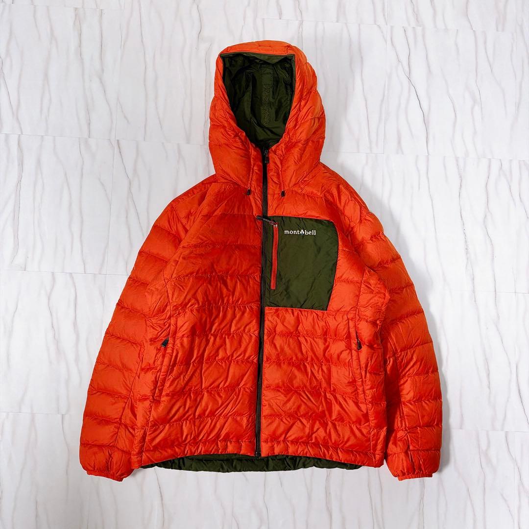 モンベル コロラドパーカ リバーシブルダウンジャケット カーキ×オレンジ M