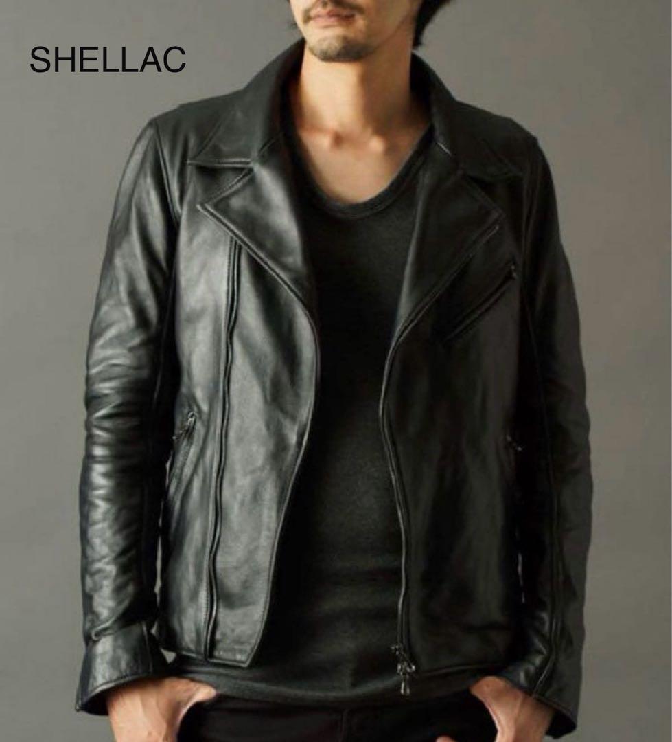 【美品】SHELLAC/シェラック/ダブルライダース/レザージャケット 46