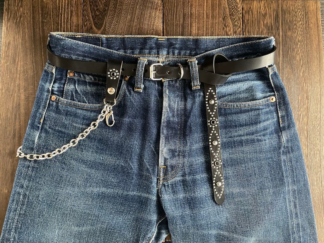 ナローロングベルト　シルバー　サドルレザー　oval+ HTC CALEE