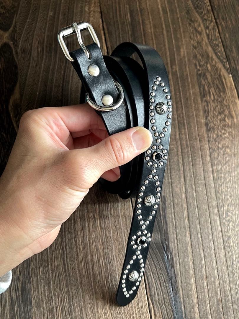 ナローロングベルト　シルバー　サドルレザー　oval+ HTC CALEE