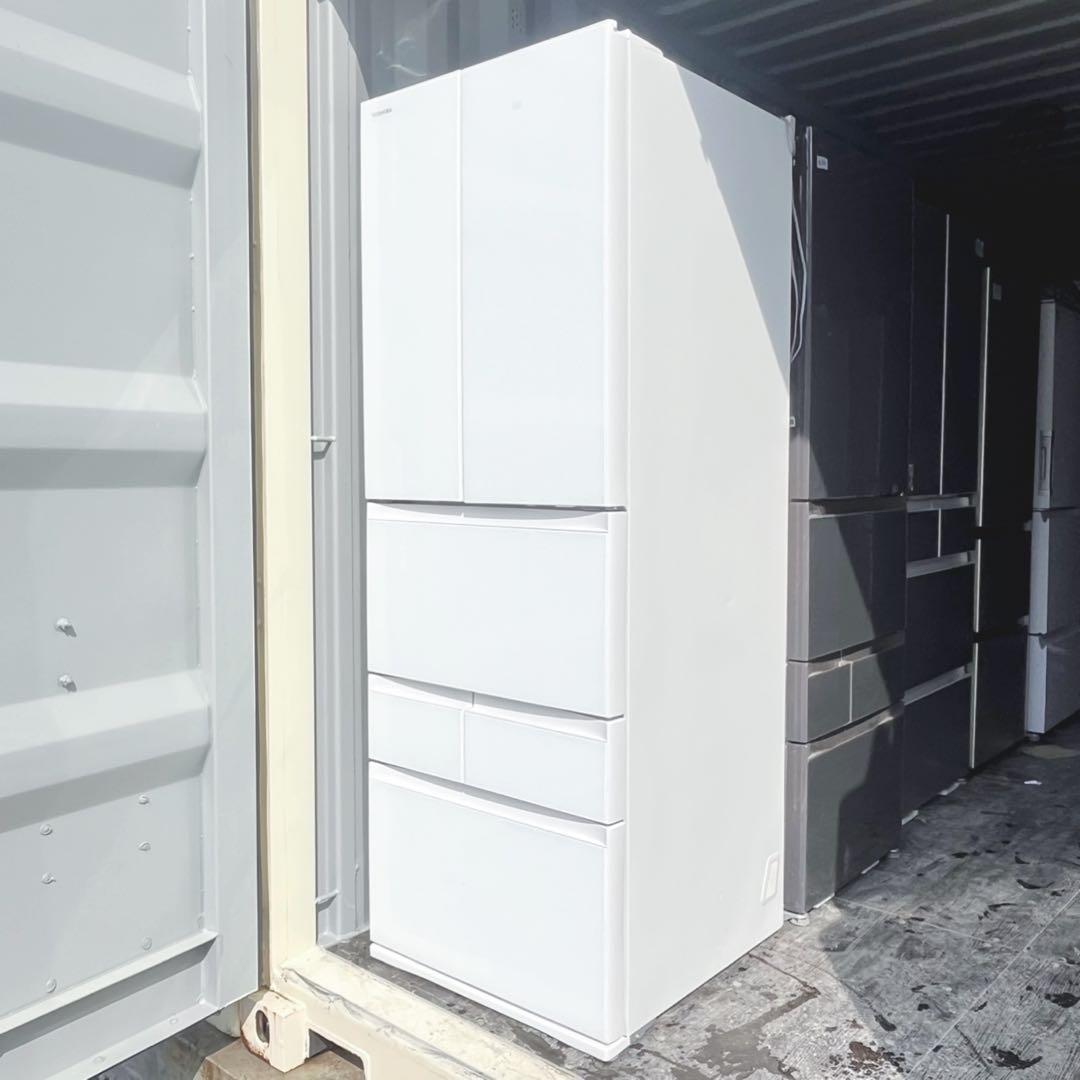 取付無料！東芝 ベジータ 真ん中野菜室おしゃれホワイト6ドア冷蔵庫！洗濯機