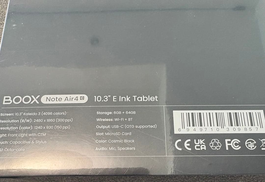 ☆新品、未使用品☆ BOOX Note Air4C カラー電子ペーパー 10.3