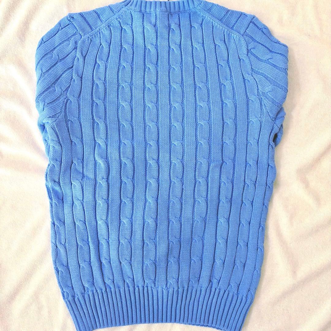 ポロラルフローレン レディース ケーブルニット ピマコットン 青 水色 S