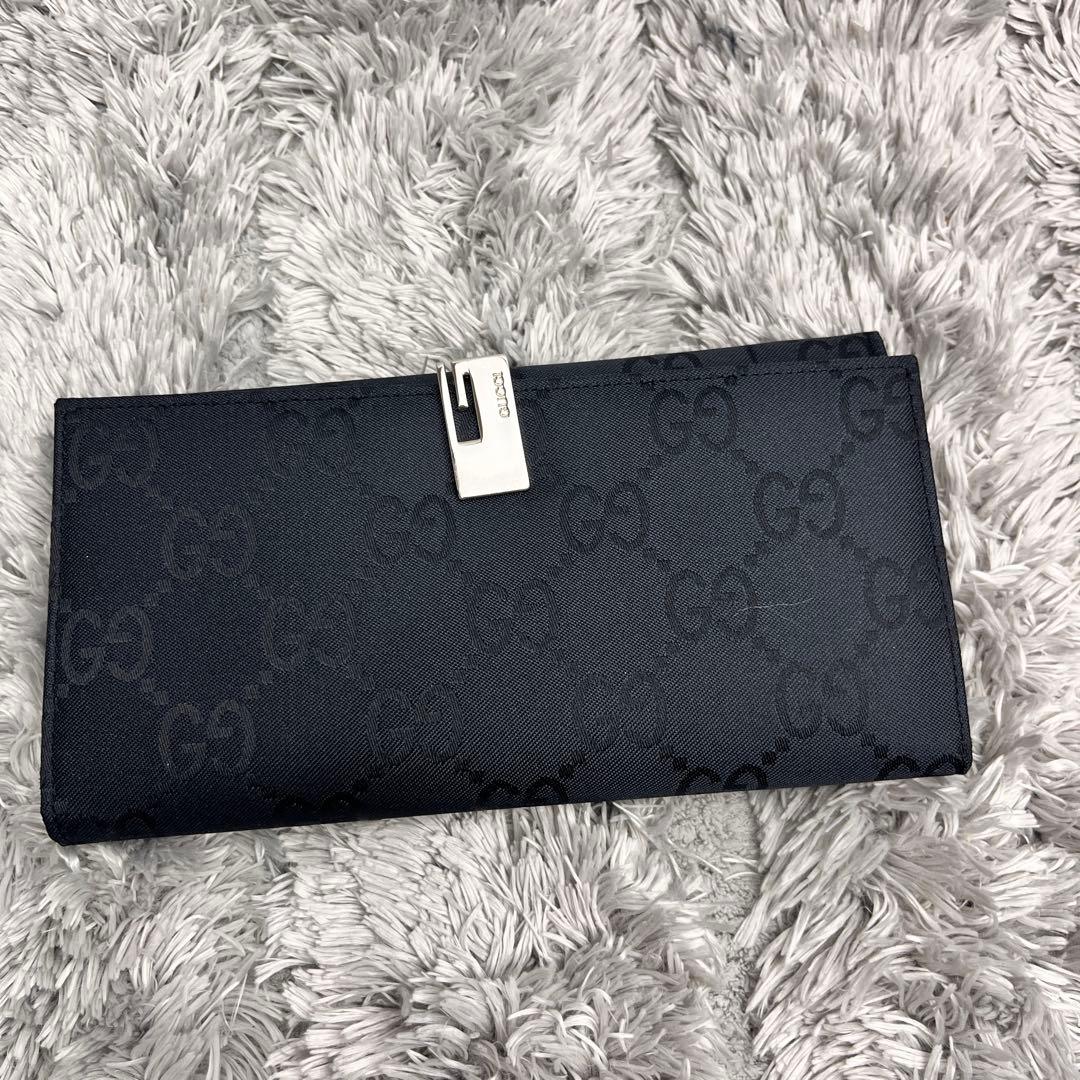 良品✨GUCCI 大きめGG ナイロン 長財布　ロゴクリップ　メンズ　レディース