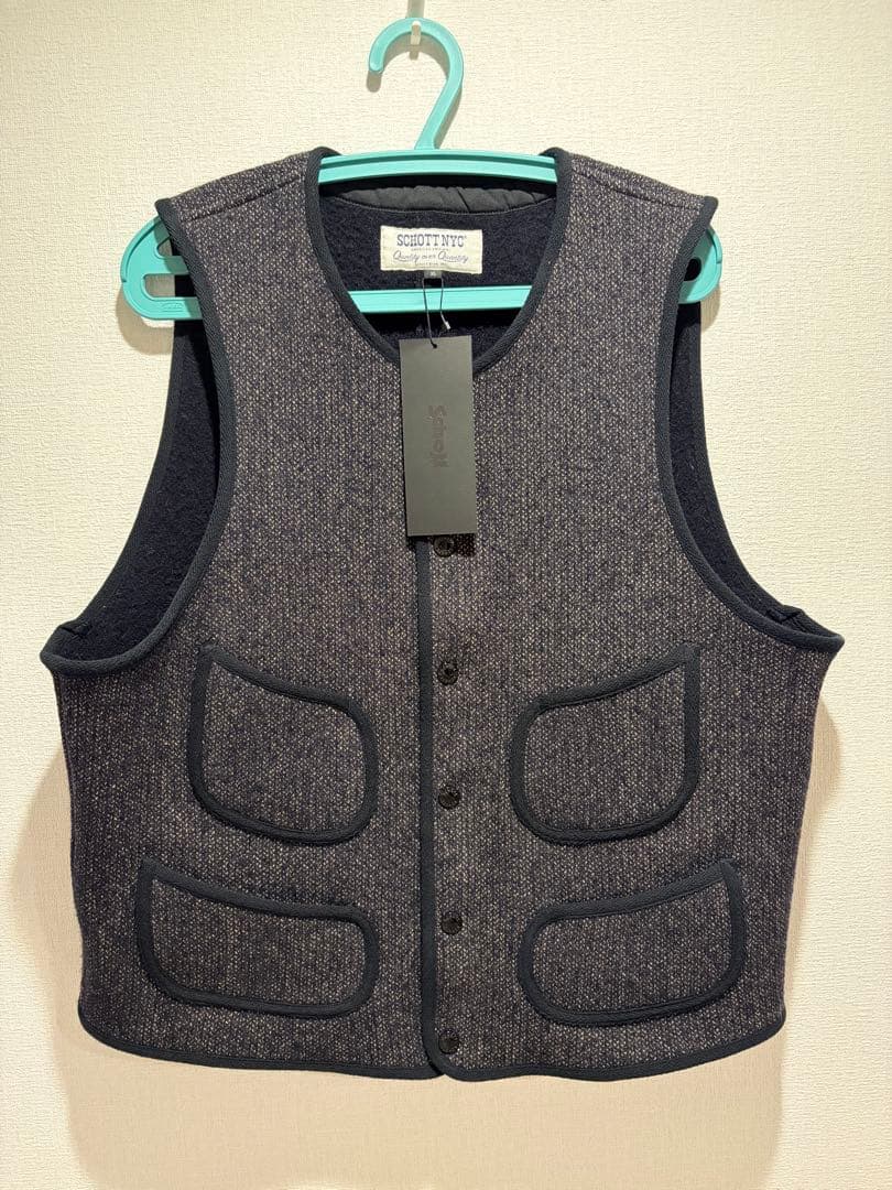 【完売品】schott ビーチクロスベスト ゴマ塩 XLサイズ ブラウンズビーチ