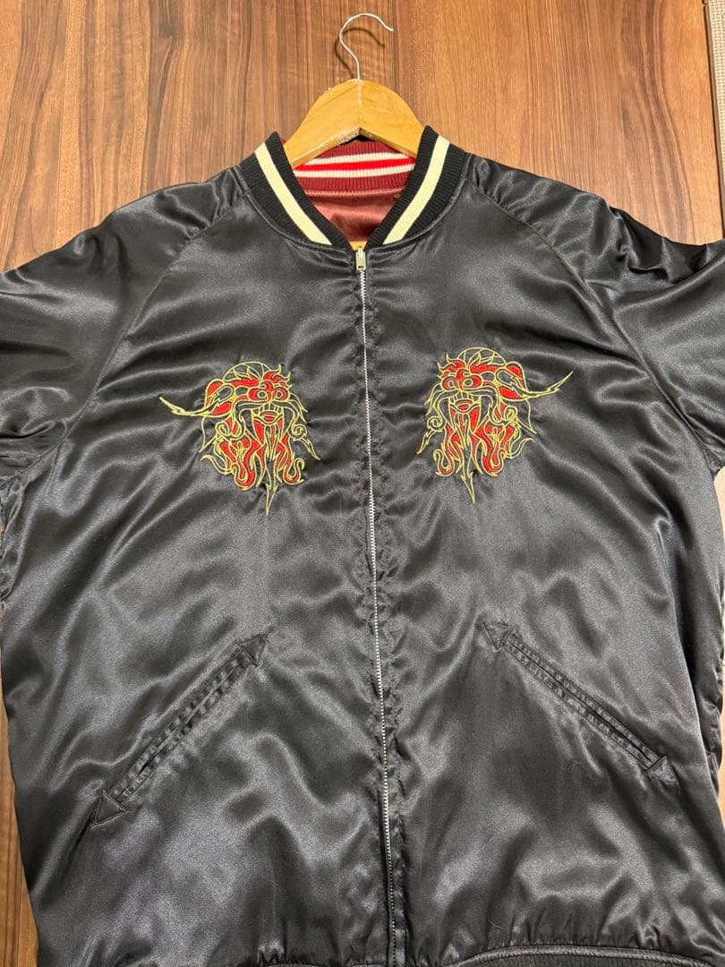 OLDStussy スカジャン 黒 サテン刺繍