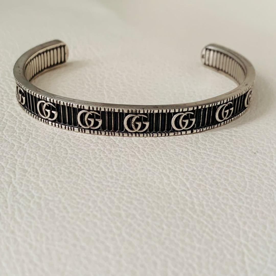グッチ 925 マーモント バングル 16 ブレスレット 燻し gg ダブルG