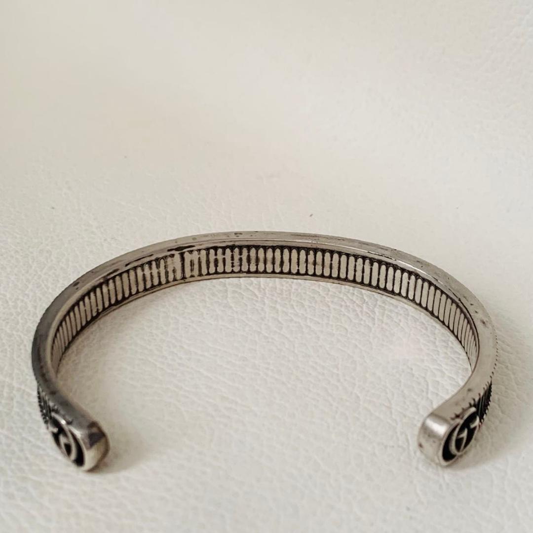 グッチ 925 マーモント バングル 16 ブレスレット 燻し gg ダブルG