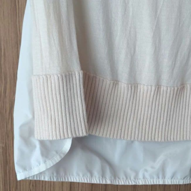 美品 モンクレール レディース ニット 切り返し クリーム サイズ XS