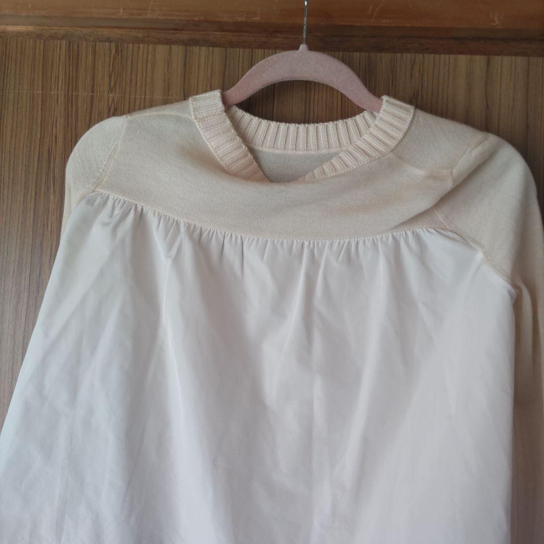 美品 モンクレール レディース ニット 切り返し クリーム サイズ XS