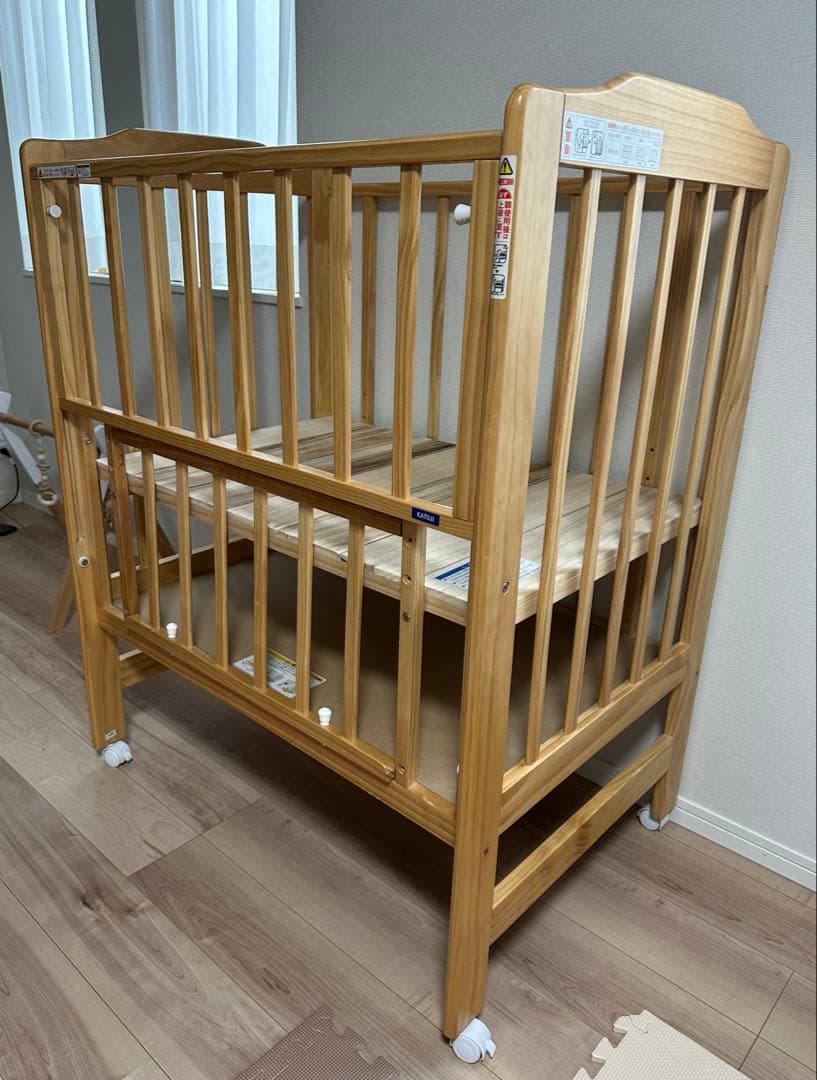 【KATOJI（カトージ）】ハイシートミニベッド（ナチュラル）