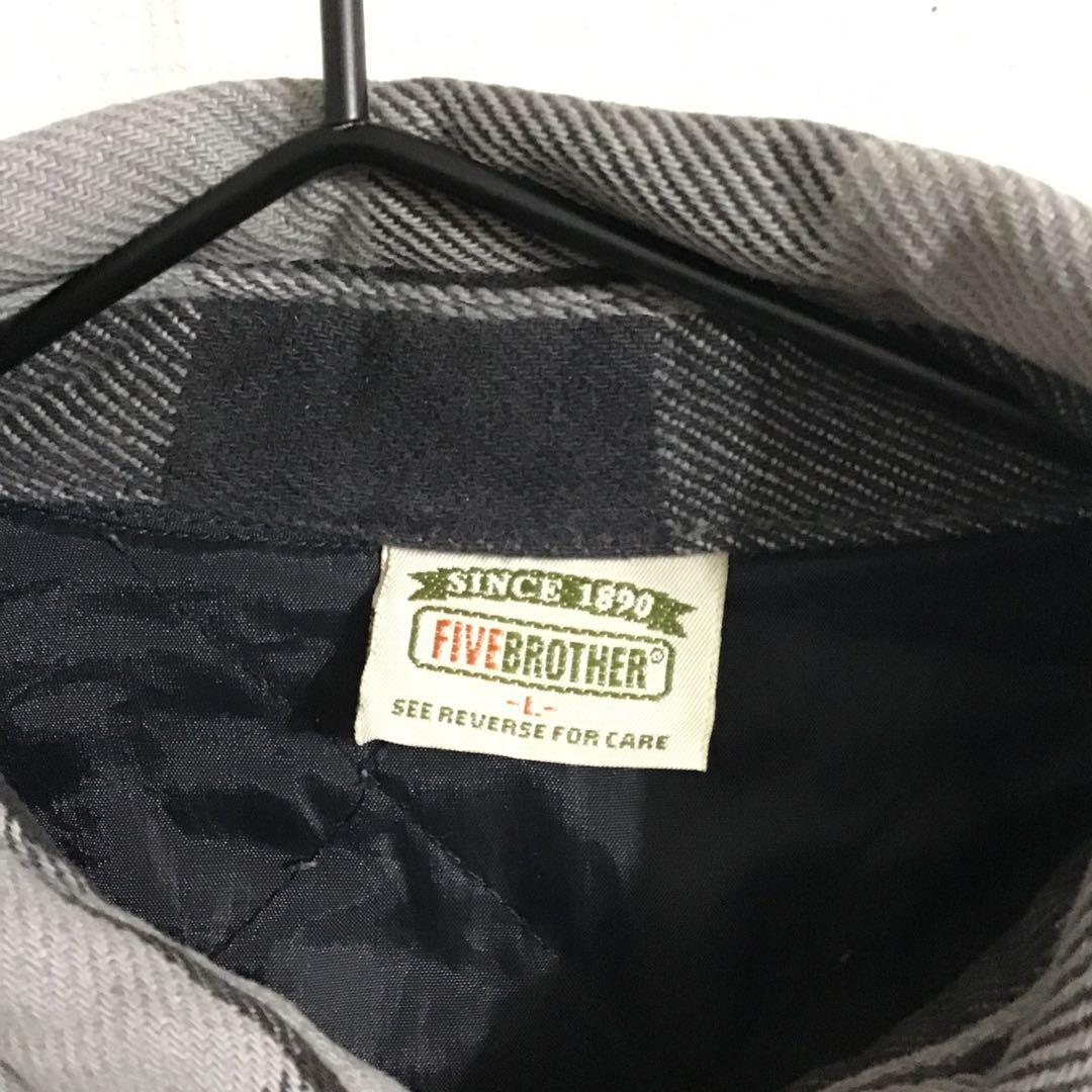 90s FIVE BROTHER ネルシャツ ブロックチェックキルティング