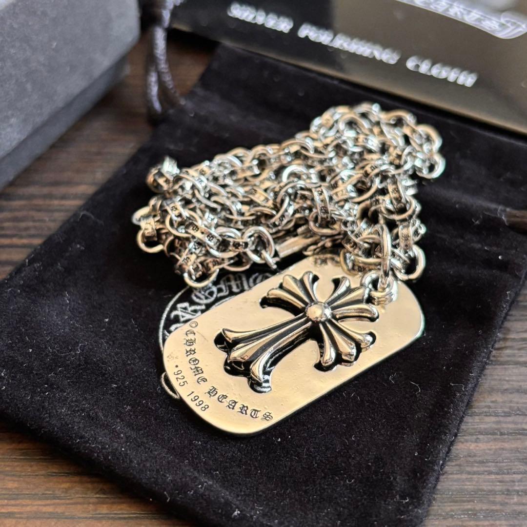 極美品 ⚜️クロムハーツ ダッグタグ ダブルクロスペンダントネックレス 925