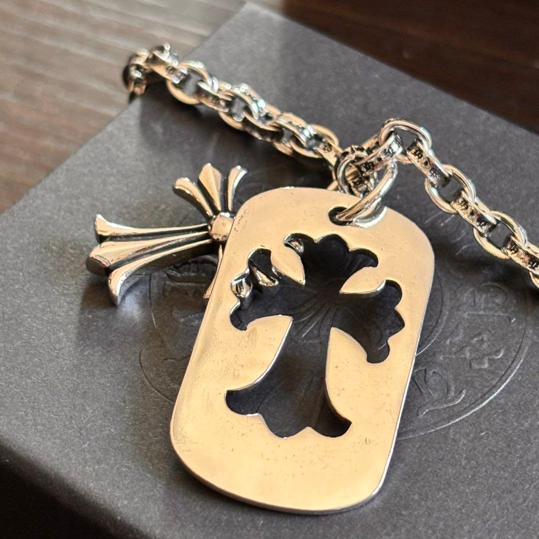極美品 ⚜️クロムハーツ ダッグタグ ダブルクロスペンダントネックレス 925
