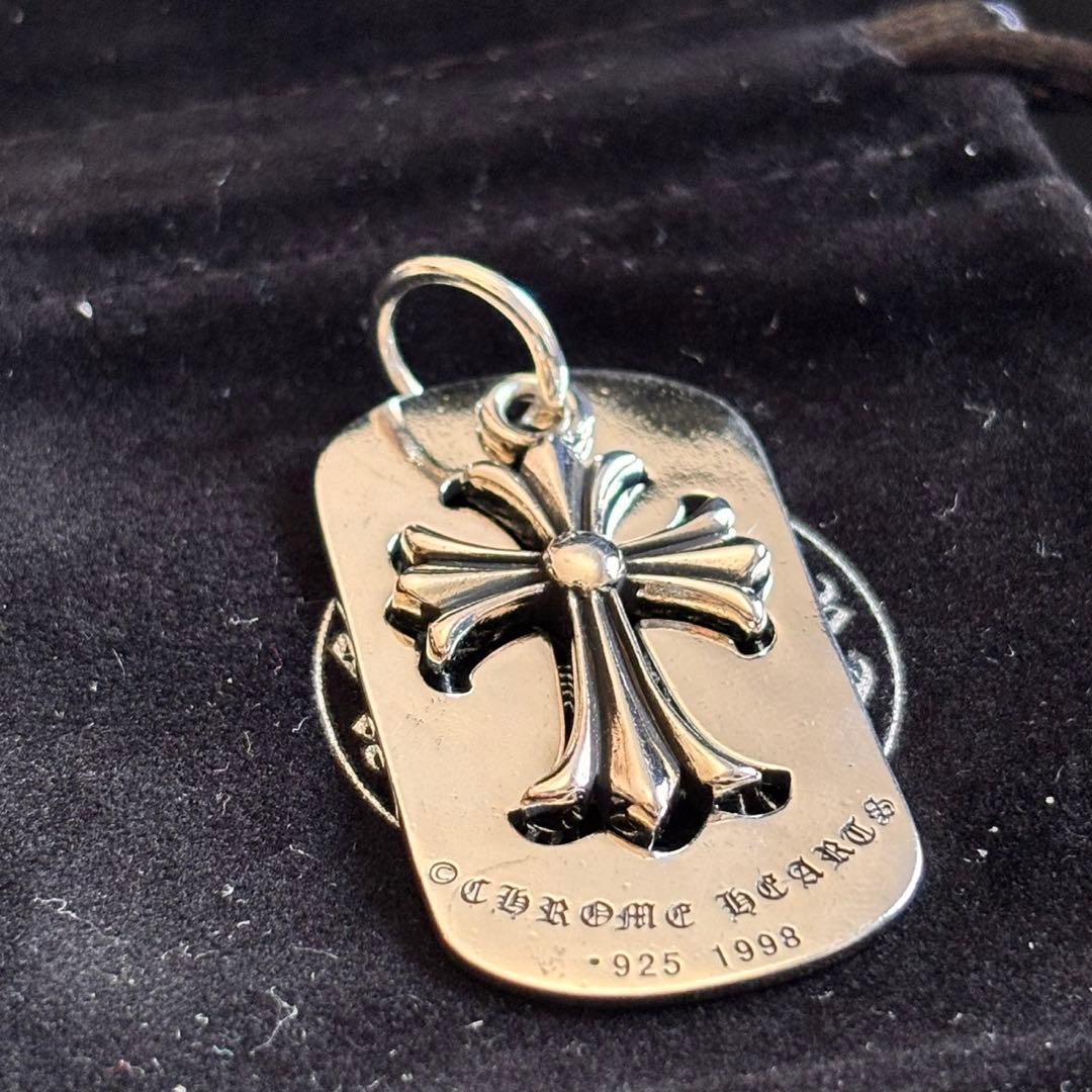 極美品 ⚜️クロムハーツ ダッグタグ ダブルクロスペンダントネックレス 925
