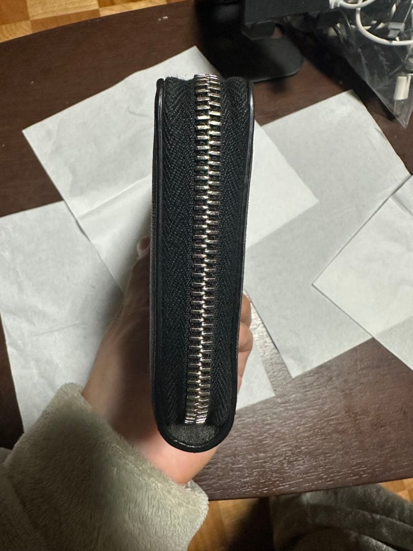 GUCCI 長財布 ダークグレー ストライプ