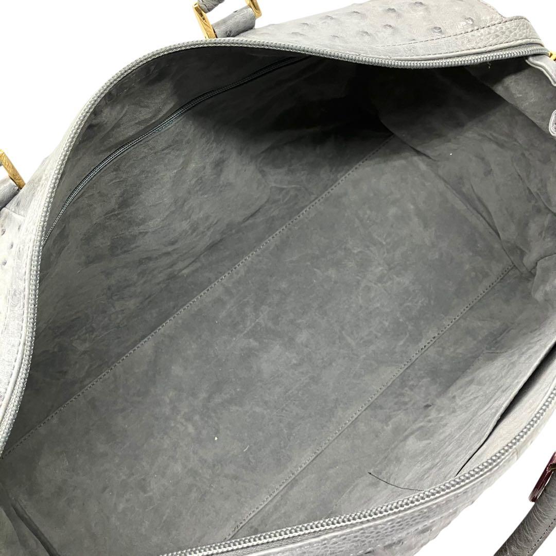 良品 1979 JRA オーストリッチ ボストンバッグ グレー 大容量