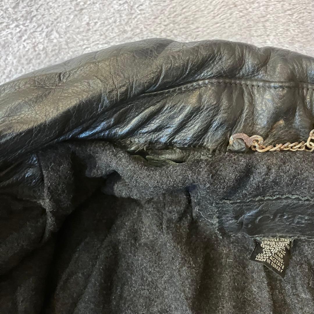 J.CREW 90s レザーカーコート　ボタンダウン　100%本革　ヴィンテージ