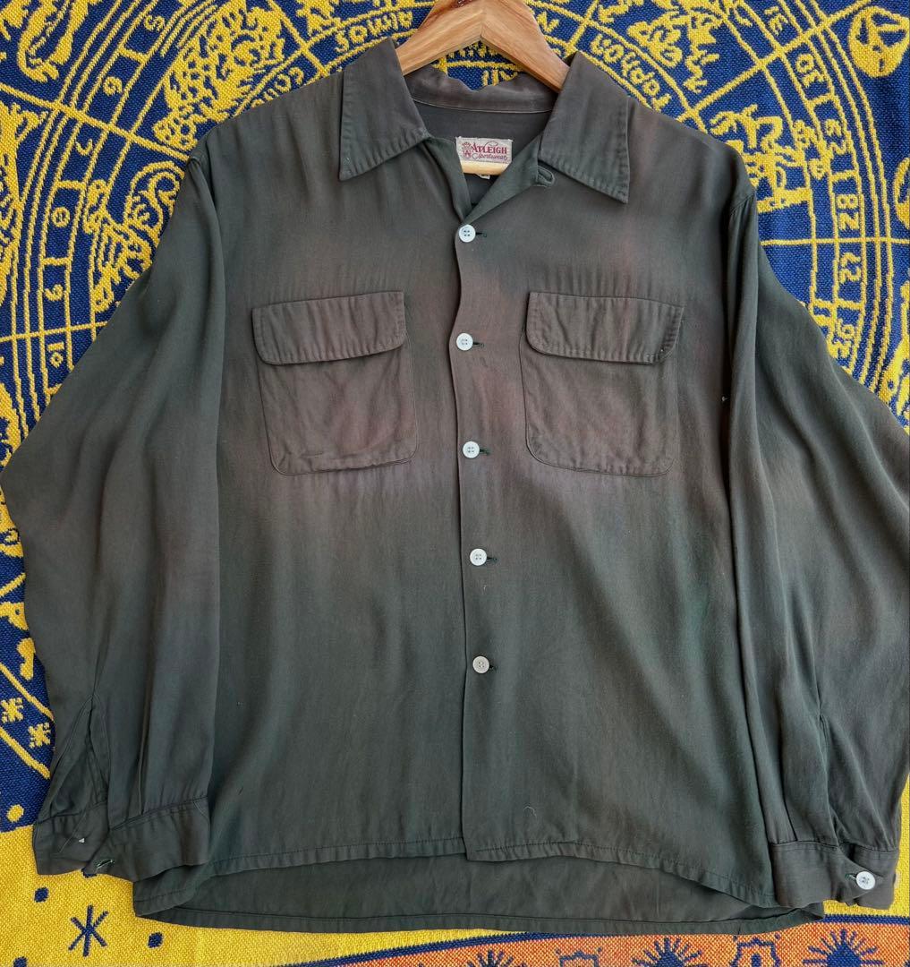 1950s ウールレーヨンギャバ　鬼フェードブラックシャツ